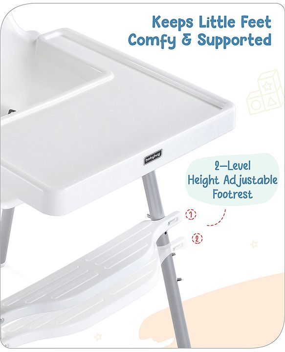 Babyhug Multi-functional Highchair & Convertible Feeding Chair | Removable Feeding Tray| Adjustable Footrest| Safety Harness| Anti-skid Base| Easy Assembly| Easy Cleaning| 6 Months to 3 Years - Blue