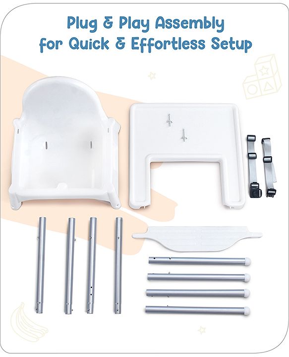 Babyhug Multi-functional Highchair & Convertible Feeding Chair | Removable Feeding Tray| Adjustable Footrest| Safety Harness| Anti-skid Base| Easy Assembly| Easy Cleaning| 6 Months to 3 Years - Blue