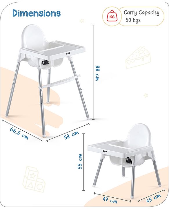 Babyhug Multi-functional Highchair & Convertible Feeding Chair | Removable Feeding Tray| Adjustable Footrest| Safety Harness| Anti-skid Base| Easy Assembly| Easy Cleaning| 6 Months to 3 Years - Blue