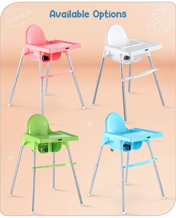 Babyhug Multi-functional Highchair & Convertible Feeding Chair | Removable Feeding Tray| Adjustable Footrest| Safety Harness| Anti-skid Base| Easy Assembly| Easy Cleaning| 6 Months to 3 Years - Blue