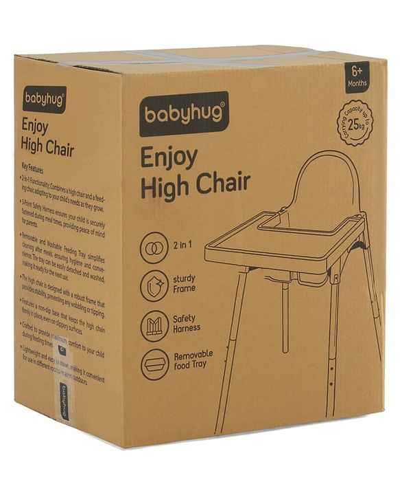 Babyhug Multi-functional Highchair & Convertible Feeding Chair | Removable Feeding Tray| Adjustable Footrest| Safety Harness| Anti-skid Base| Easy Assembly| Easy Cleaning| 6 Months to 3 Years - Blue