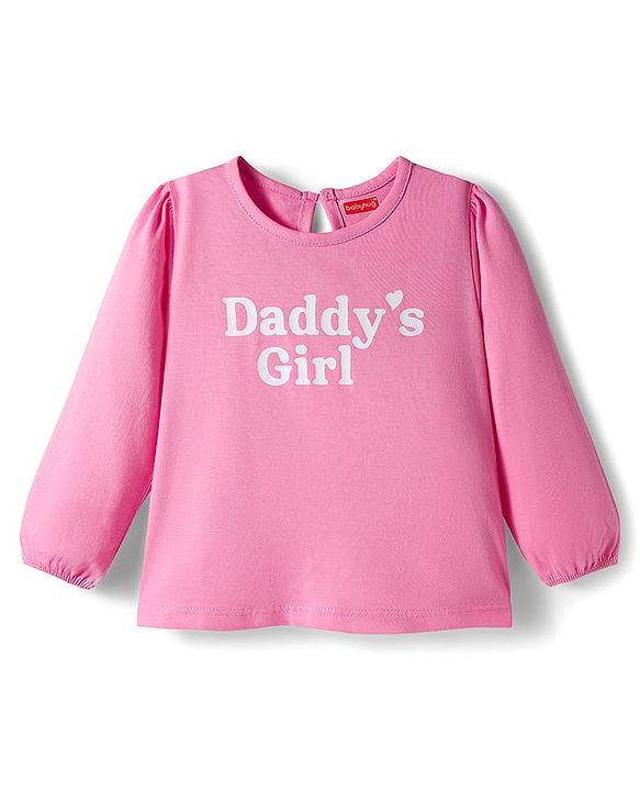 Babyhug 100% Cotton Knit Full Sleeves T-Shirts with Daddys Girl Print Pack of 3 - Purple Pink & Yellow