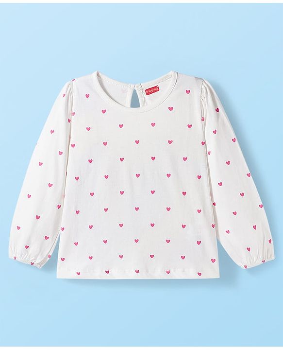 Babyhug 100% Cotton Knit Full Sleeves T-Shirt with Heart & Rainbow Print Pack of 3 - Navy Blue White & Pink