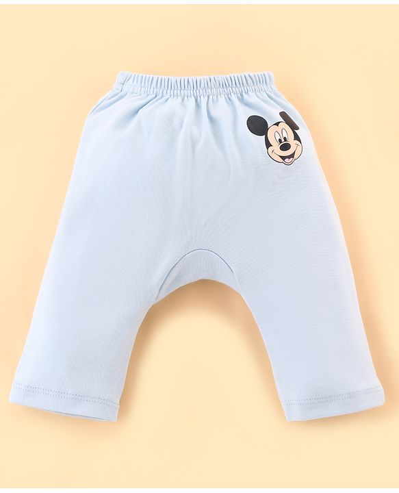Babyhug Disney Cotton Baby Gift Set With Mickey Mouse Graphics - Light Blue