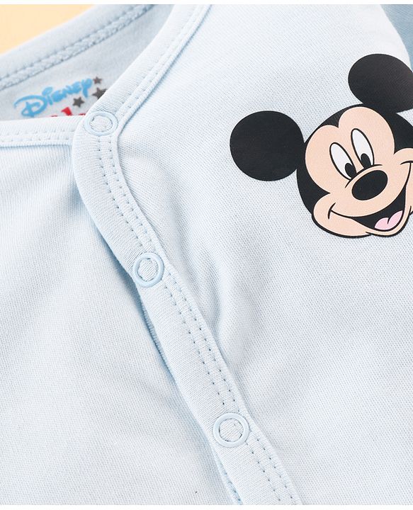 Babyhug Disney Cotton Baby Gift Set With Mickey Mouse Graphics - Light Blue
