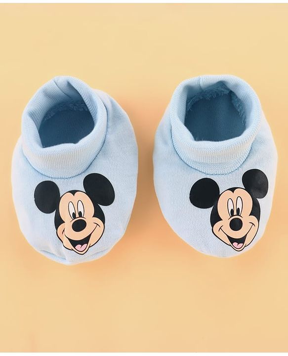 Babyhug Disney Cotton Baby Gift Set With Mickey Mouse Graphics - Light Blue
