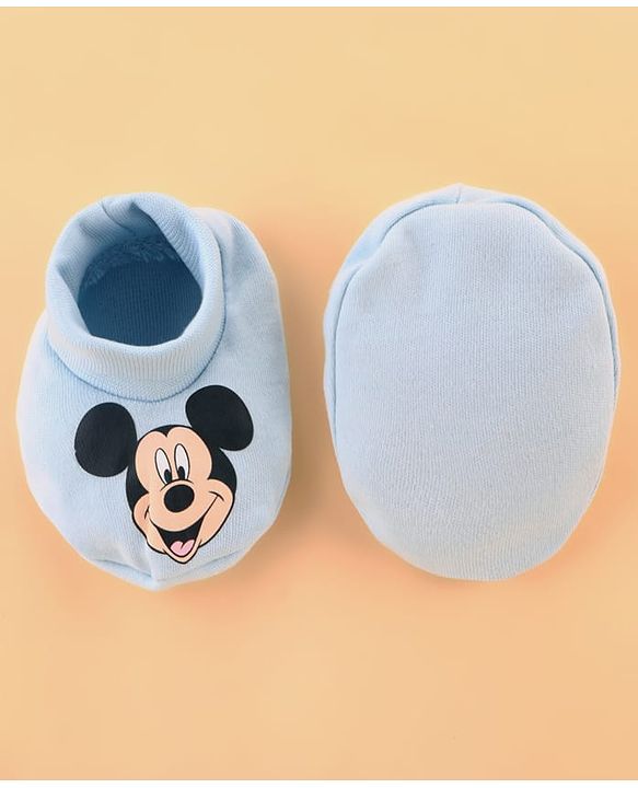 Babyhug Disney Cotton Baby Gift Set With Mickey Mouse Graphics - Light Blue