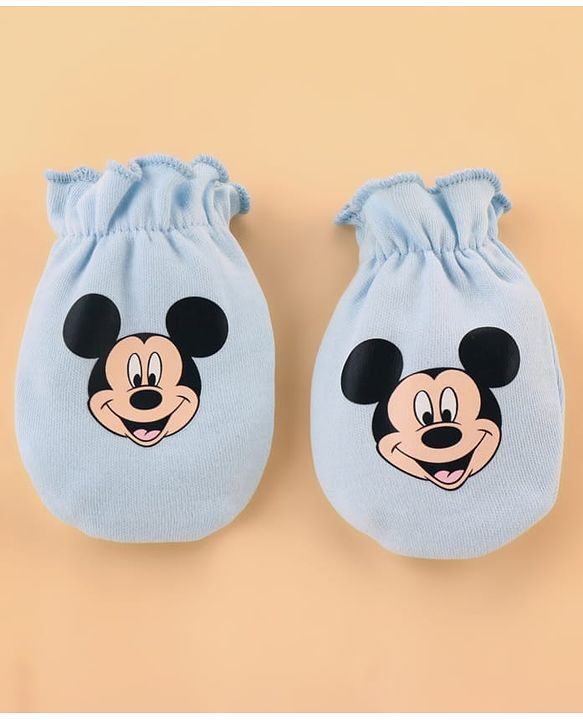 Babyhug Disney Cotton Baby Gift Set With Mickey Mouse Graphics - Light Blue