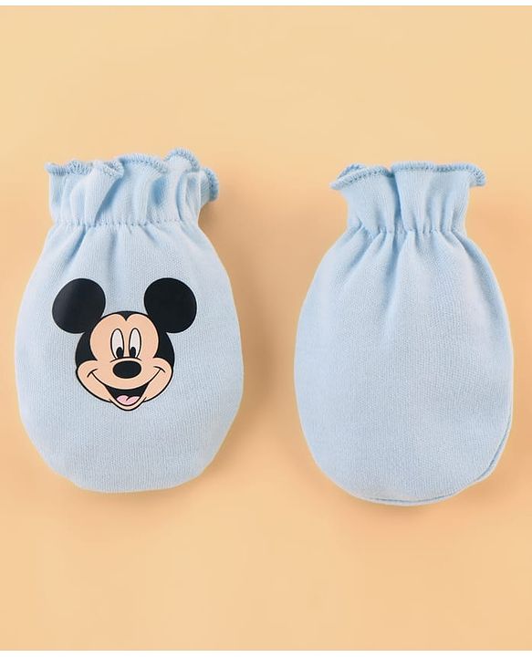 Babyhug Disney Cotton Baby Gift Set With Mickey Mouse Graphics - Light Blue