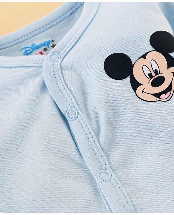 Babyhug Disney Cotton Baby Gift Set With Mickey Mouse Graphics - Light Blue