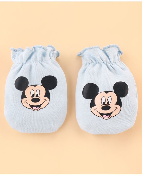 Babyhug Disney Cotton Baby Gift Set With Mickey Mouse Graphics - Light Blue