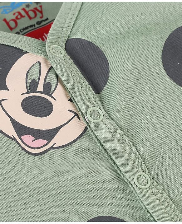 Babyhug Disney Interlock Cotton Baby Clothing Gift Set with Mickey Graphic- Light Green