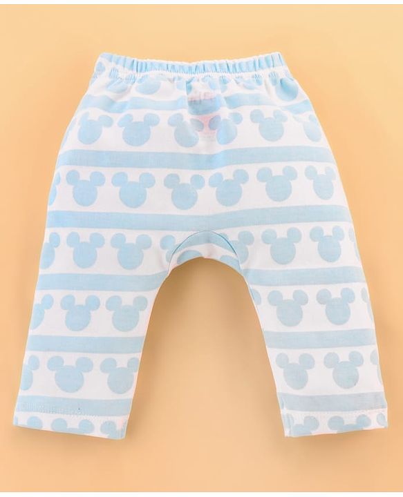 Babyhug Disney Cotton Baby Clothing Gift Set with Mickey Graphic - Light Blue