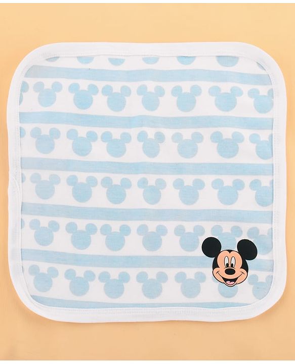 Babyhug Disney Cotton Baby Clothing Gift Set with Mickey Graphic - Light Blue