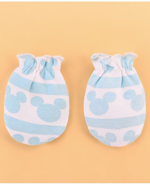 Babyhug Disney Cotton Baby Clothing Gift Set with Mickey Graphic - Light Blue