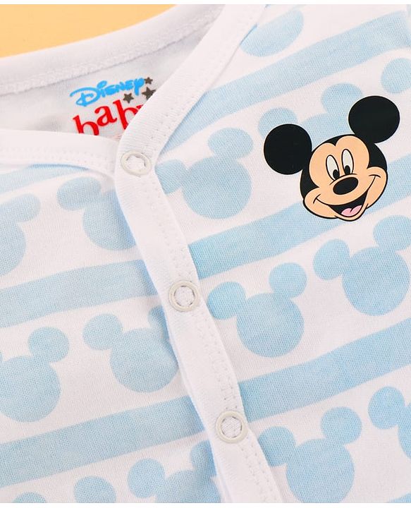 Babyhug Disney Cotton Baby Clothing Gift Set with Mickey Graphic - Light Blue