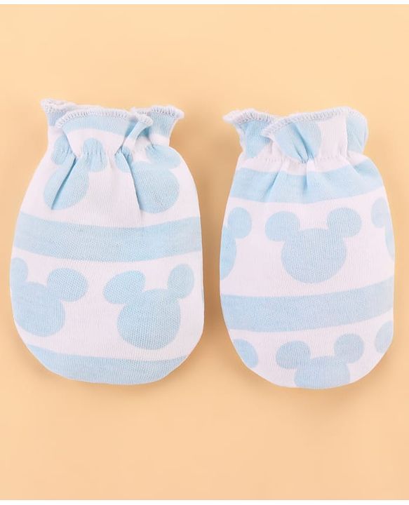 Babyhug Disney Cotton Baby Clothing Gift Set with Mickey Graphic - Light Blue