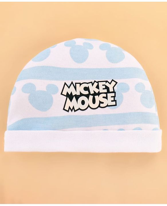 Babyhug Disney Cotton Baby Clothing Gift Set with Mickey Graphic - Light Blue