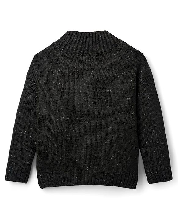 Babyhug Knitted Full Sleeves Pullover Sweater With Reversible Sequins - Black