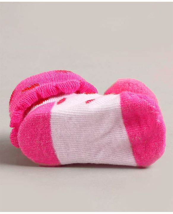 Cute Walk by Babyhug Slip On Sock Shoes with Smiley Applique - Fuchsia