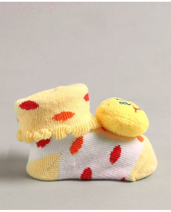 Cute Walk by Babyhug Slip On Sock Shoes with Smiley Applique - Yellow