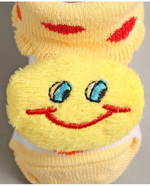 Cute Walk by Babyhug Slip On Sock Shoes with Smiley Applique - Yellow