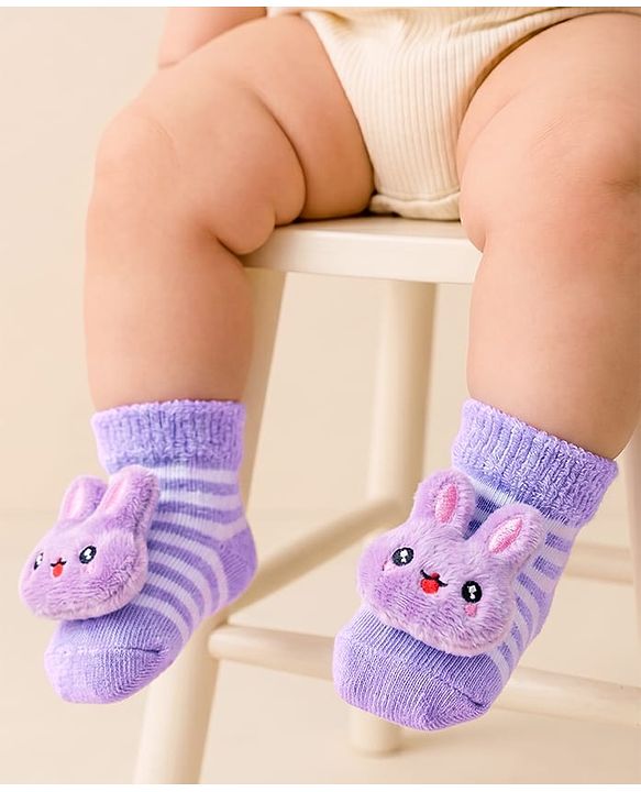 Cute Walk by Babyhug Slip On Sock Shoes with Bunny Applique - Purple