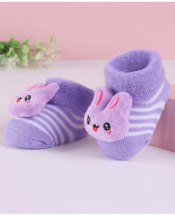 Cute Walk by Babyhug Slip On Sock Shoes with Bunny Applique - Purple