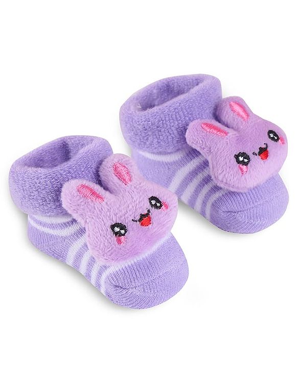 Cute Walk by Babyhug Slip On Sock Shoes with Bunny Applique - Purple