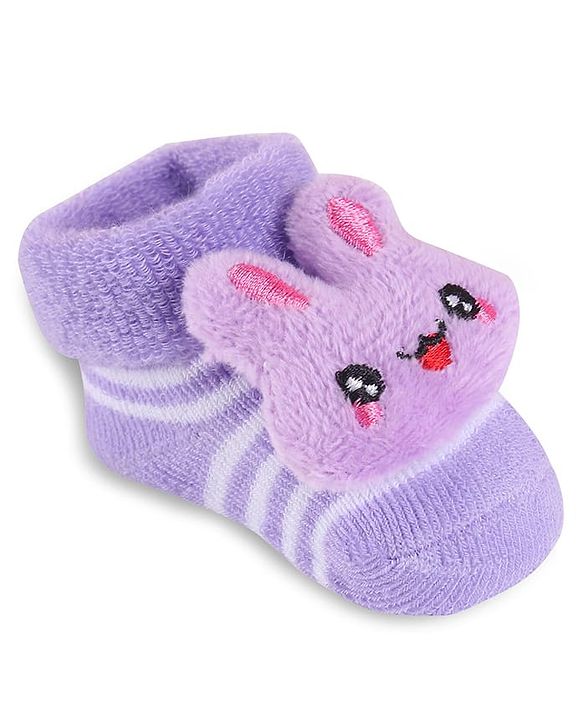 Cute Walk by Babyhug Slip On Sock Shoes with Bunny Applique - Purple