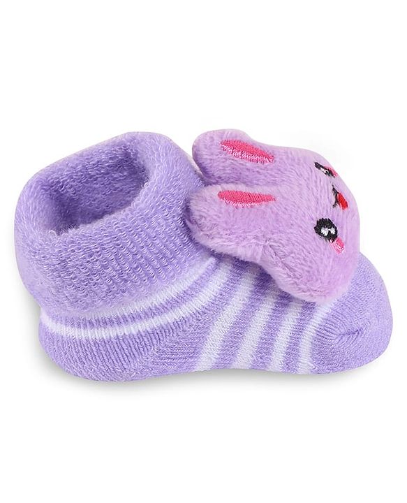 Cute Walk by Babyhug Slip On Sock Shoes with Bunny Applique - Purple