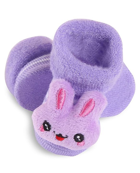 Cute Walk by Babyhug Slip On Sock Shoes with Bunny Applique - Purple