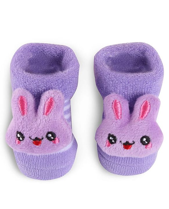 Cute Walk by Babyhug Slip On Sock Shoes with Bunny Applique - Purple