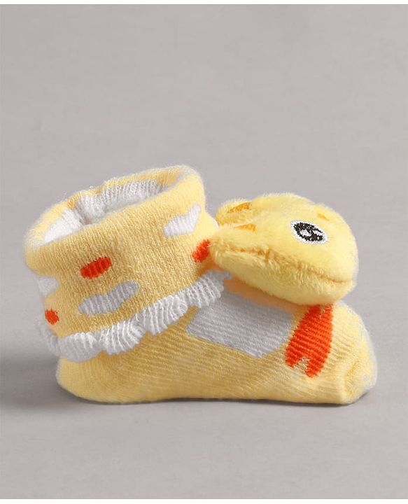 Cute Walk by Babyhug Slip On Sock Shoes with Kitty Applique - Yellow