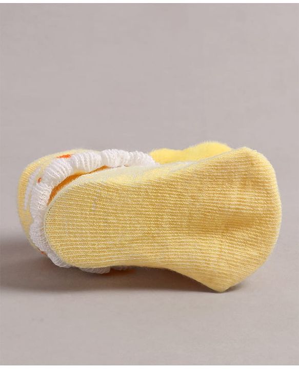 Cute Walk by Babyhug Slip On Sock Shoes with Kitty Applique - Yellow
