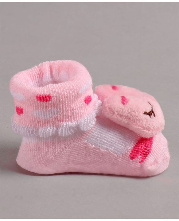 Cute Walk by Babyhug Slip On Sock Shoes with Kitty Applique - Pink