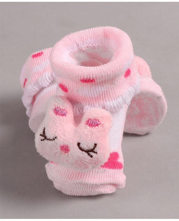 Cute Walk by Babyhug Slip On Sock Shoes with Kitty Applique - Pink