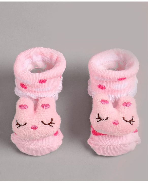 Cute Walk by Babyhug Slip On Sock Shoes with Kitty Applique - Pink