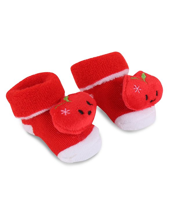 Cute Walk by Babyhug Slip On Socks Shoes with Applique - Red