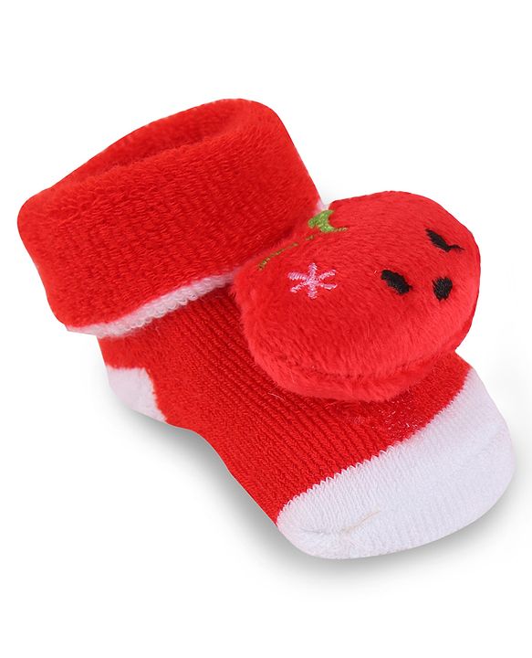 Cute Walk by Babyhug Slip On Socks Shoes with Applique - Red