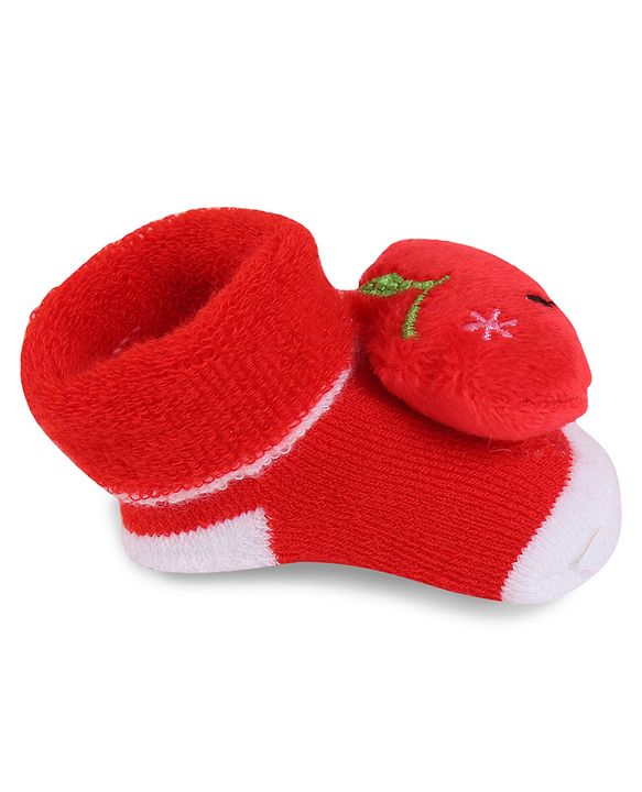 Cute Walk by Babyhug Slip On Socks Shoes with Applique - Red