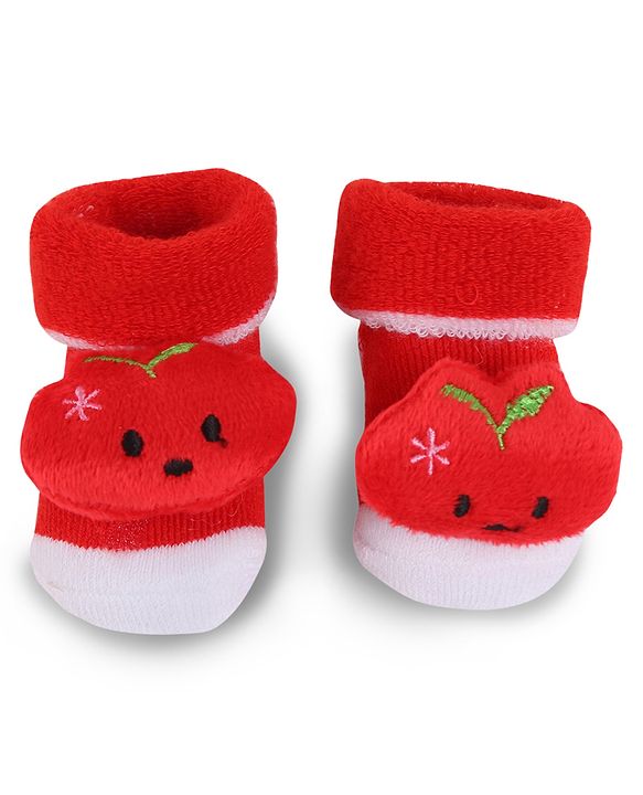 Cute Walk by Babyhug Slip On Socks Shoes with Applique - Red