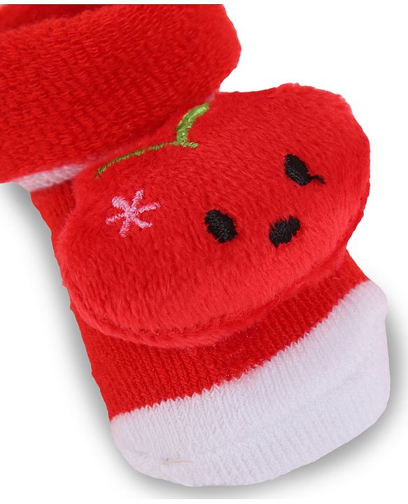 Cute Walk by Babyhug Slip On Socks Shoes with Applique - Red