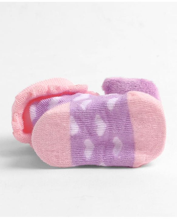 Cute Walk by Babyhug Socks With Heart Design & Cat Face Applique - Purple