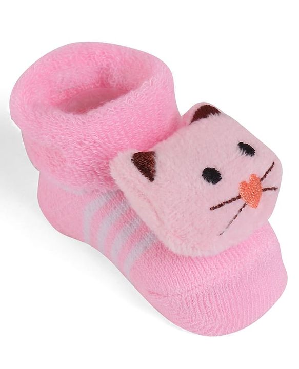 Cute Walk by Babyhug Socks With Kitty Applique - Pink