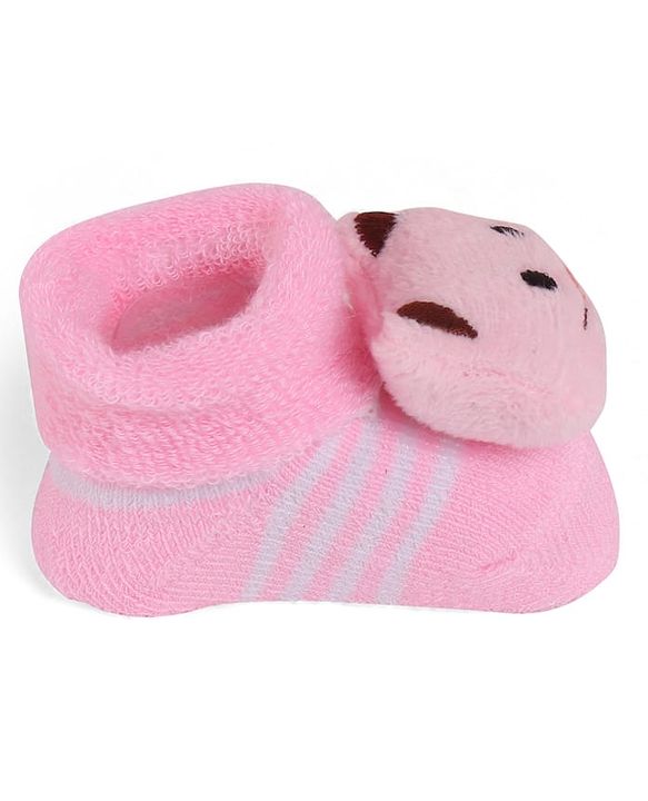 Cute Walk by Babyhug Socks With Kitty Applique - Pink