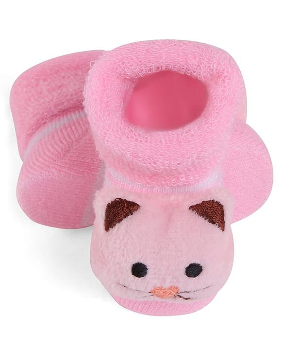 Cute Walk by Babyhug Socks With Kitty Applique - Pink
