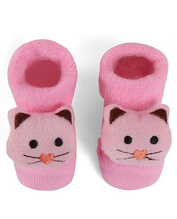 Cute Walk by Babyhug Socks With Kitty Applique - Pink