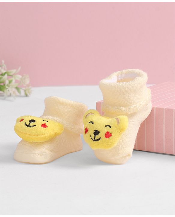 Cute Walk by Babyhug Socks with Dog Applique - Yellow