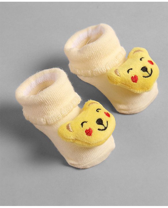Cute Walk by Babyhug Socks with Dog Applique - Yellow